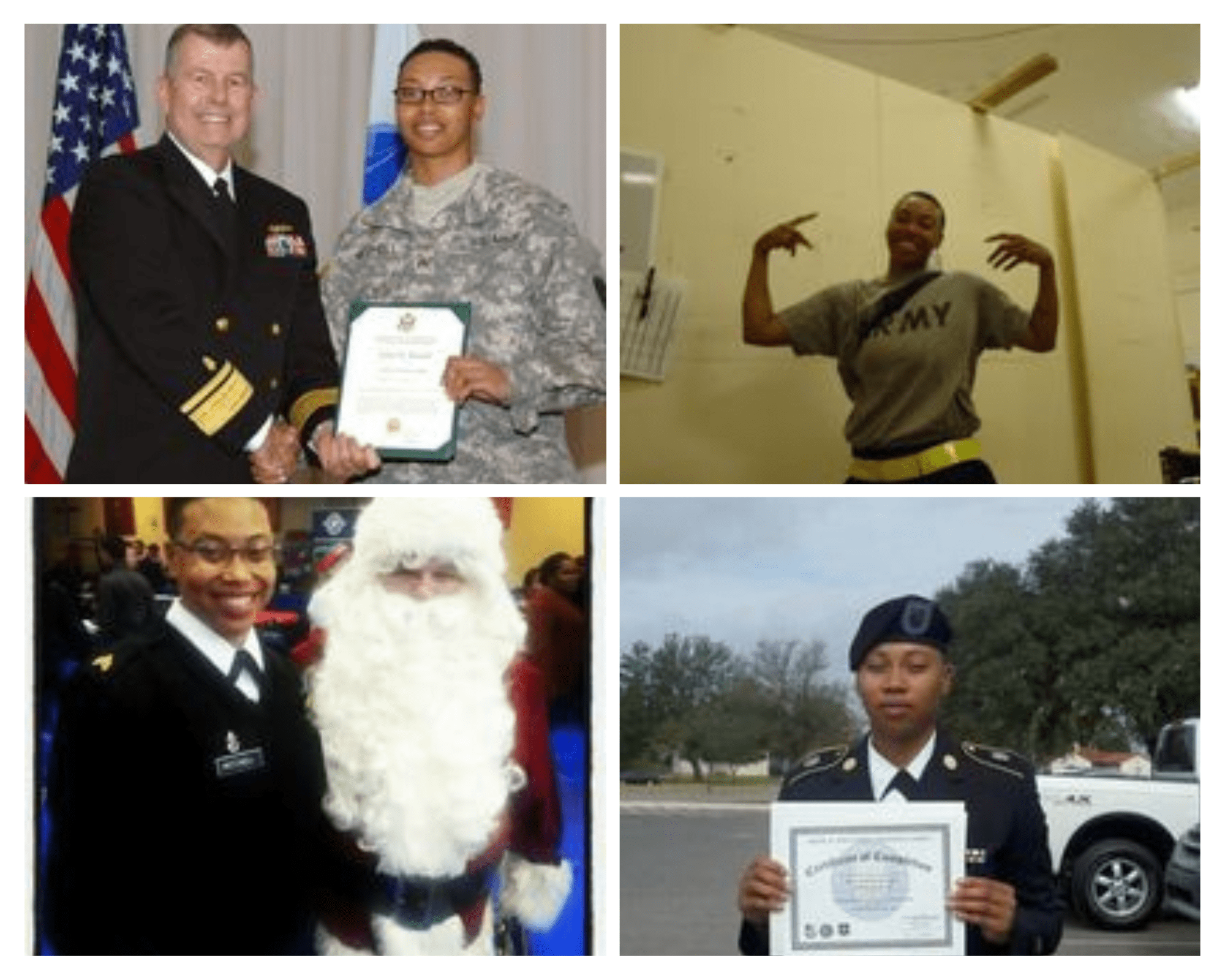 A collage of photos of military men and women