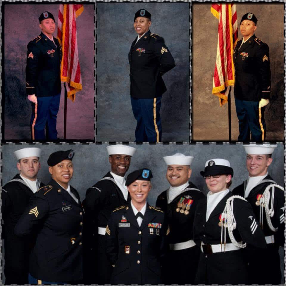 A collage of photos of military men and women